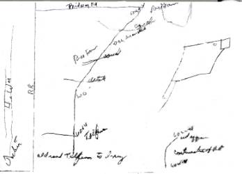 hand drawn map showing location of the cemetery, part 2